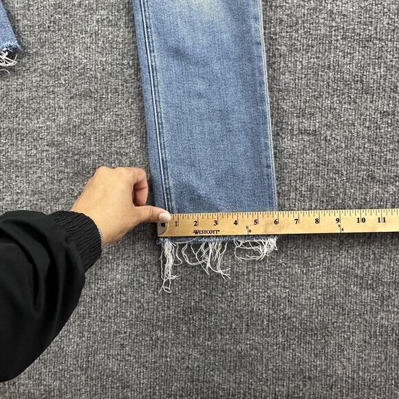 Mother Jeans 27 Mid Rise Dazzler Ankle Fray Riding The Cliffside Straight Blue - Picture 15 of 16